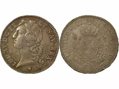 Louis XV - Silver Ecu, with Headband - 1770 E Tours