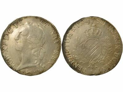 Louis XV - Silver Ecu, with Headband - 1774 L Bayonne