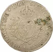 Louis XV - Silver Ecu with Headband - 1763 D Lyon