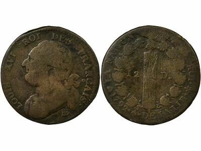 Louis XVI - 12 Deniers with Fasces - 1792 BB Strasbourg