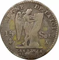 Louis XVI - 15 Silver Sols, with Genius - 1791 A Paris