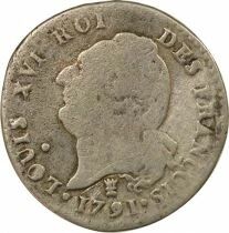 Louis XVI - 15 Silver Sols, with Genius - 1791 I Limoges