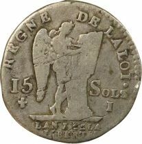 Louis XVI - 15 Silver Sols, with Genius - 1791 I Limoges