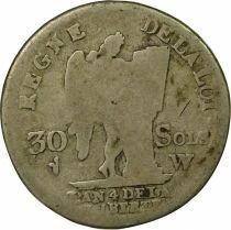 Louis XVI - 30 Sols Argent, with Genius - 1792 W Lille