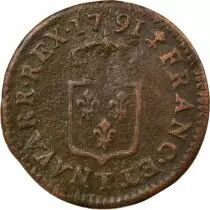 Louis XVI - Liard  with Shield - 1791 T Nantes