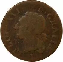 Louis XVI - Liard, with Shield- 1789 T Nantes
