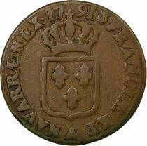 Louis XVI - Sol, with Shield - 1791 A Paris