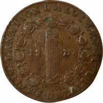 Louis XVI, Constitution - 12 Deniers with Fasces - 1792 D Lyon