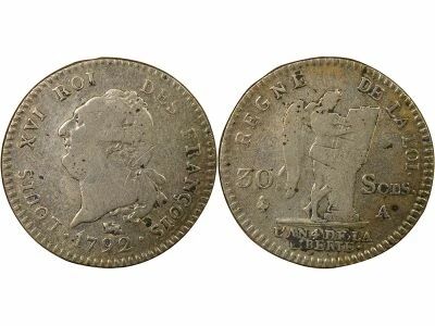 Louis XVI, Constitution - 15 Sols Ecu, with Genius - 1792 A Paris
