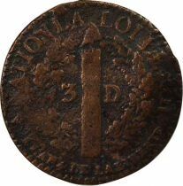 Louis XVI, Constitution - 3 Deniers with Fasces - 1792 D Lyon