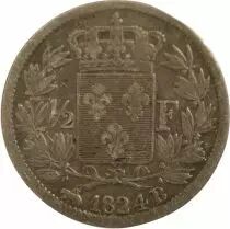 Louis XVIII - 1/2 Silver Franc - 1824 B Rouen