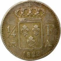 Louis XVIII - 1/4 Silver Franc - 1822 A Paris