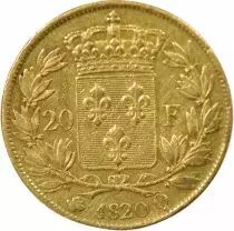 Louis XVIII - 20 Gold Francs, Bare Head - 1820 Q Perpignan