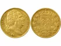 Louis XVIII - 20 Gold Francs, Bare Head - 1820 Q Perpignan