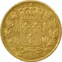 Louis XVIII - 20 Gold Francs, Bare Head - 1820 Q Perpignan