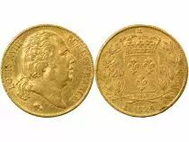 Louis XVIII - 20 Gold Francs, Bare Head - 1824 A Paris