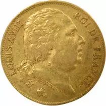Louis XVIII - 20 Gold Francs, Bare Head - 1824 W Lille