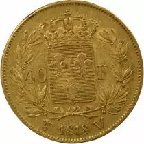 Louis XVIII - 40 Gold Francs, Dressed up Bust - 1818 W Lille
