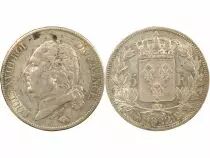 Louis XVIII - 5 Francs Argent, t&ecirc;te nue - 1822 B Rouen