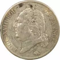 Louis XVIII - 5 Francs Argent, t&ecirc;te nue - 1822 B Rouen