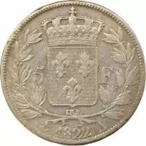 Louis XVIII - 5 Silver Francs, Bare Head - 1822 A Paris