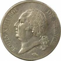 Louis XVIII - 5 Silver Francs, Bare Head - 1824 A Paris