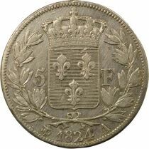 Louis XVIII - 5 Silver Francs, Bare Head - 1824 A Paris