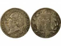 Louis XVIII - 5 Silver Francs, Bare Head - 1824 M Toulouse
