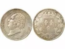 Louis XVIII - 5 Silver Francs, Bare Head - 1824 W Lille