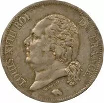 Louis XVIII - 5 Silver Francs, Dressed up Bust - 1818 B Rouen