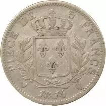 Louis XVIII - 5 Silver Francs, with Dressed up Bust - 1814 Q Perpignan
