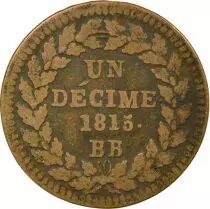 Louis XVIII - Decime, Siege of Strasbourg, with Dot - 1815 BB