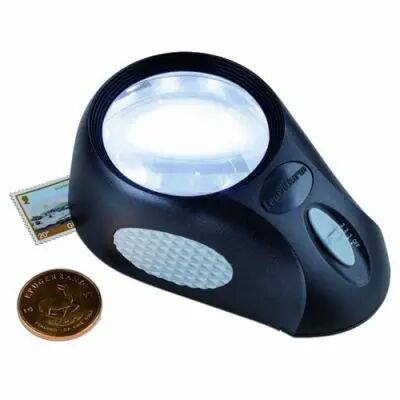Loupe � poser: 6 LED  grossissement x5  3 niveaux d\'�clairage