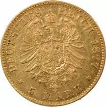 Ludwig II - 5 Gold Mark - 1877 D Munich