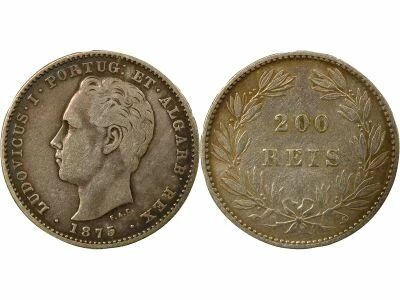 Luis I - 200 Silver Reis - 1875 Lisbon