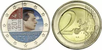 Lussemburgo 2 Euros - Treaty of London - Colorised - 2014
