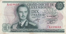 Luxembourg 10 Francs Grand Duc Jean - Bridge - 20-03-1967 - Letter A