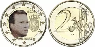 Luxembourg 2 Euros - Armoiries du Grand-Duc Henri - Coloris�e - 2010