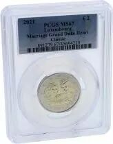 Luxembourg 2 EUROS COMM&Eacute;MO LUXEMBOURG 2021 - 40 ans de Mariage du Grand-Duc Henri Version classique\  - PCGS MS67\ 