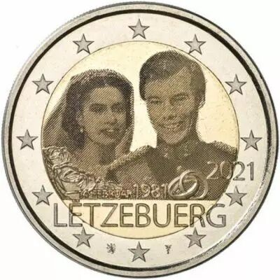 Luxembourg 2 EUROS COMM�MO LUXEMBOURG 2021 - 40 ans de Mariage du Grand-Duc Henri Version hologramme