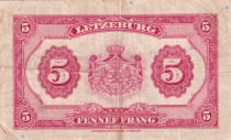 Luxembourg 5 Francs Grand Duchess Charlotte - 1944 - Serial A - VF