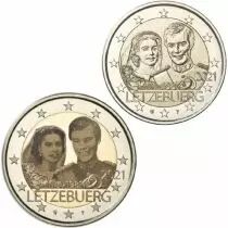 Luxembourg LOT 2 X 2 EUROS COMM&Eacute;MO LUXEMBOURG 2021 - 40 ans du mariage du Prince Henri Version classique et hologramme\ \ 