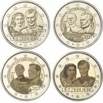 Luxembourg LOT 4 X 2 EUROS COMM&Eacute;MO LUXEMBOURG 2021 - 100 ans du Prince Jean et 40 ans du mariage du Prince Henri Version classiq