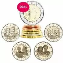 Luxembourg LOT S&eacute;rie Euro Luxembourg 2021 + 4 X 2 EUROS COMM&Eacute;MO LUXEMBOURG 2021 - 100 ans du Prince Jean et 40 ans du mariage du