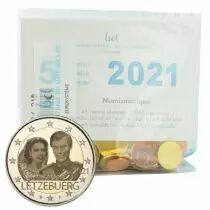 Luxembourg Sachet  5 X S&eacute;rie Euro Luxembourg 2021 + 2 EUROS COMM&Eacute;MO LUXEMBOURG 2021 - 40 ans du mariage du Prince Henri Version 