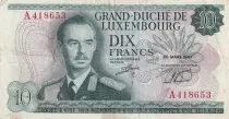Luxembourgo 10 Francs Grand Duc Jean - Bridge - 20-03-1967 - Letter A