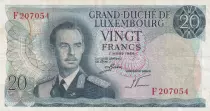 Luxembourgo 20 Francs Grand Duc Jean - 07-03-1966 - Lettre F - P.54