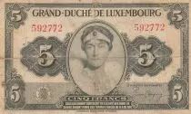 Luxembourgo 5 Francs Grand Duchess Charlotte - 1944 - F