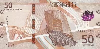 Macao 50 Patacas - Centrale Bank - Map - BNU - 2025 - Serial AE