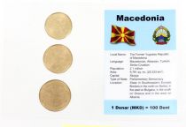 Macédoine Blister 3 monnaies MACEDOINE (1 à 5 denars)